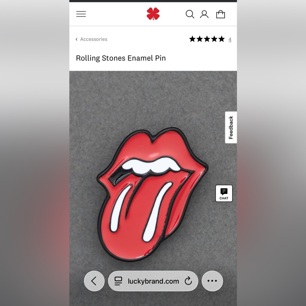 Lucky Brand Limited Edition Rolling Stones Tongue Enamel Pin - Picture 3 of 6